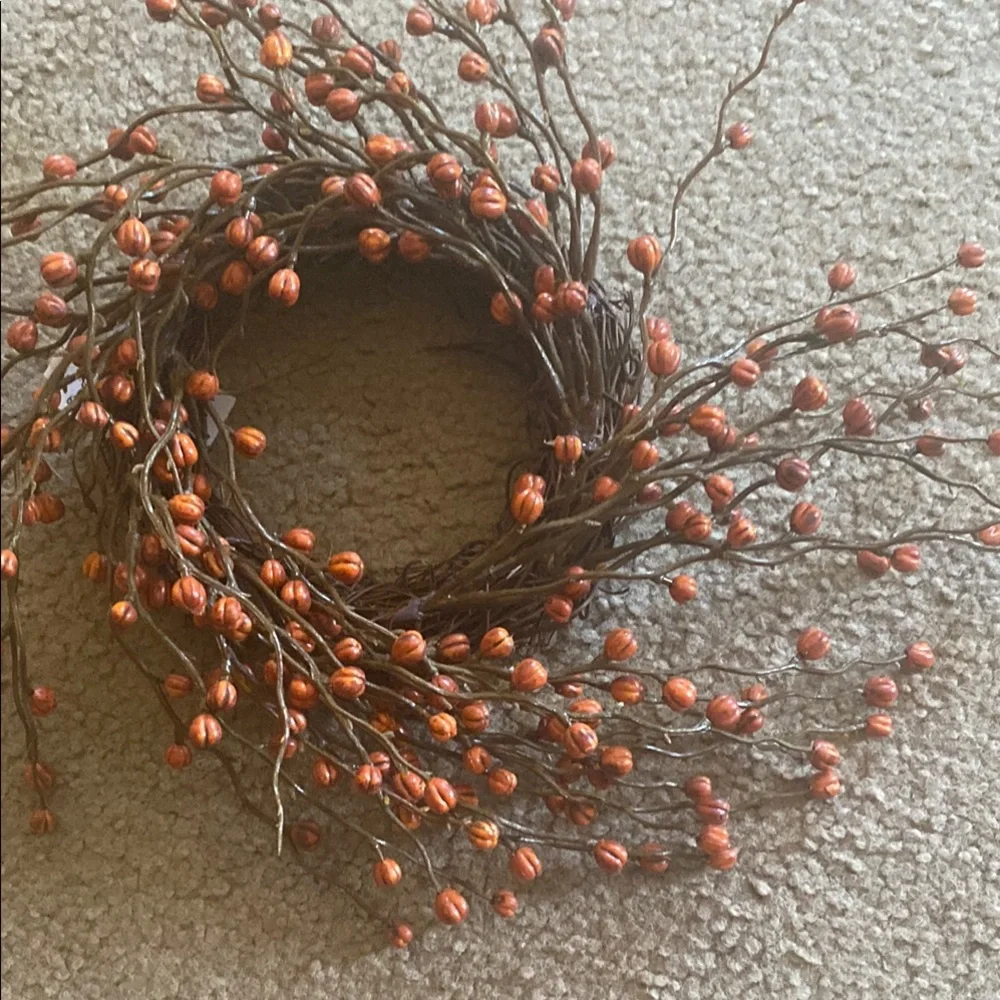 Faux Floral Orange and Brown Accent Wreath